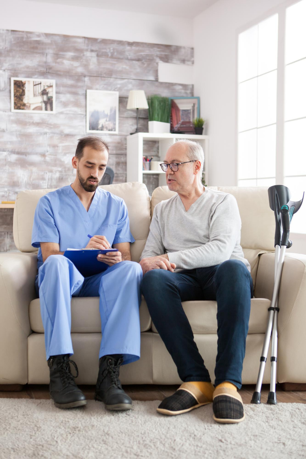 Caregiver with elderly person
